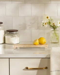 Beige Travertine Footed Serving Board|Creative Co-op Outlet