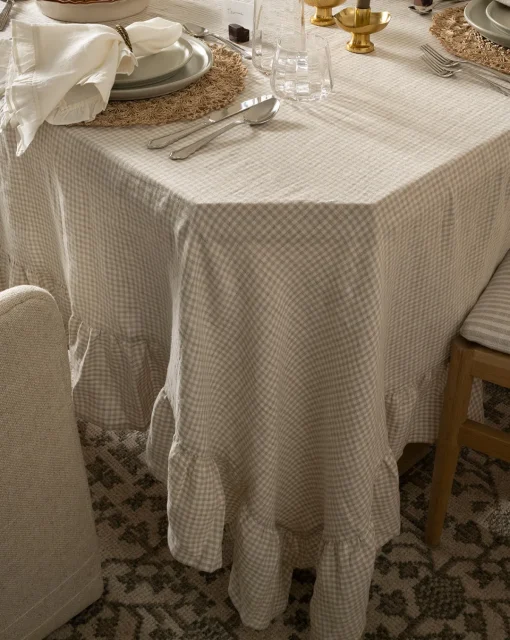Catania Linen Ruffle Tablecloth|Vini Exports New