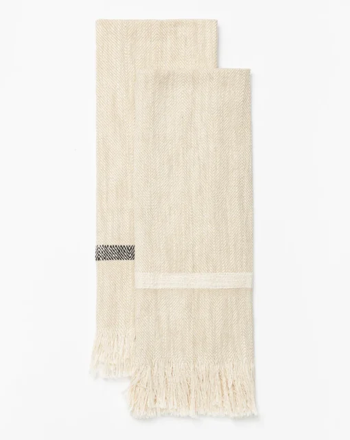 Fringed Striped Tea Towel (Set of 2)|Creative Co-op