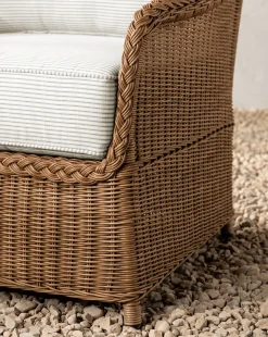 Haviland Outdoor Lounge Chair with Perennials Taupe Stripe|Makerspalm