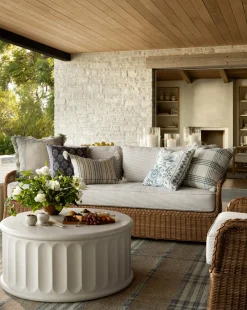 Haviland Outdoor Sofa with Perennials Taupe Stripe 88"|Makerspalm Clearance