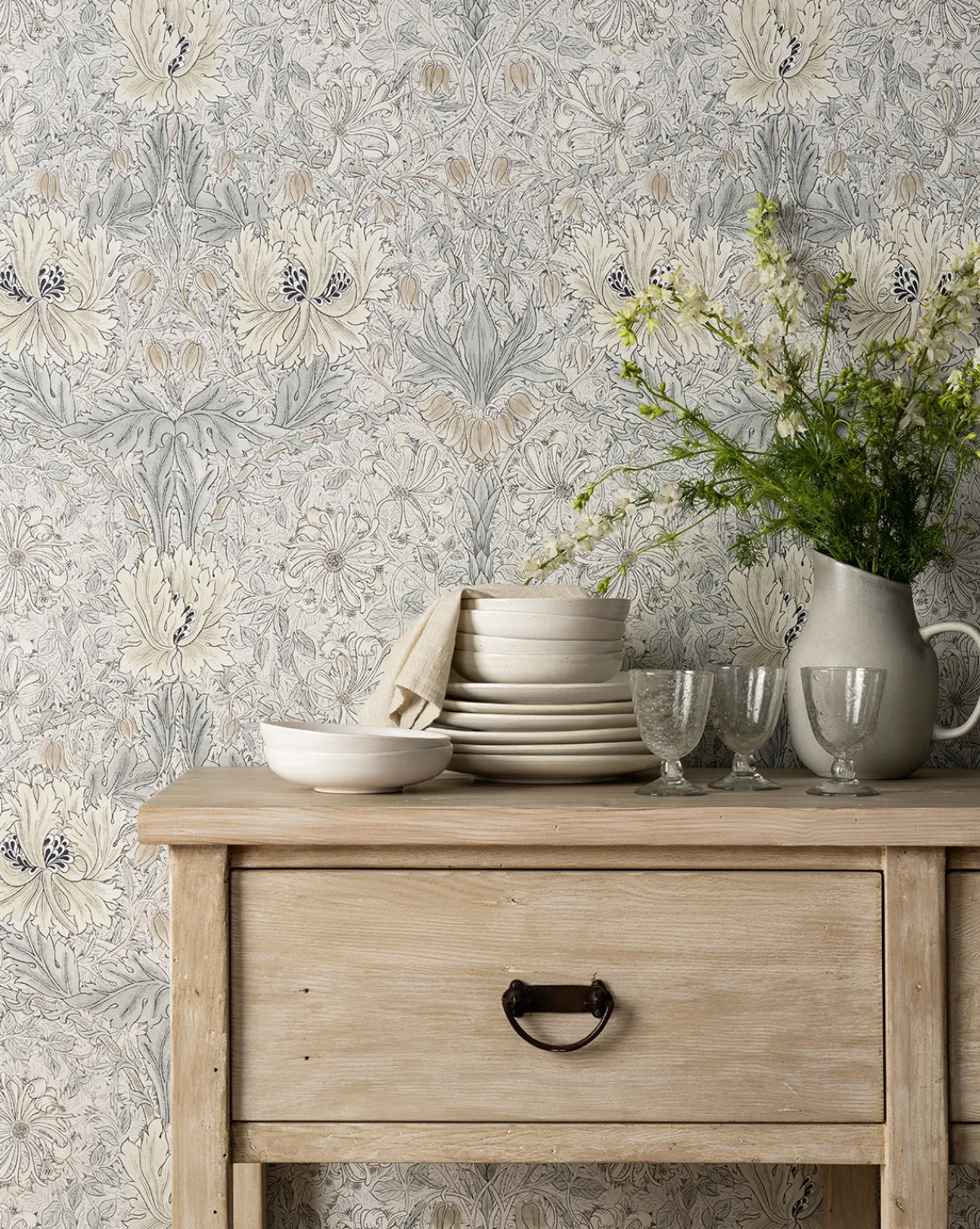 Morris & Co. x McGee & Co. Honeysuckle & Tulip Slate Blue Wallpaper|Sanderson Design Group, Inc. Online