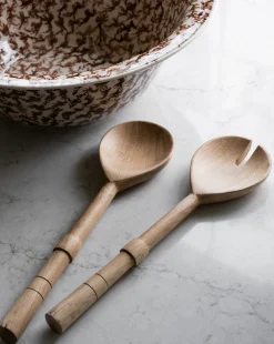 Notched Oak Wood Salad Servers|Anuraj Exports Best