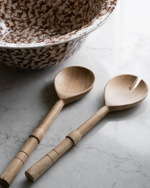 Notched Oak Wood Salad Servers|Anuraj Exports Best