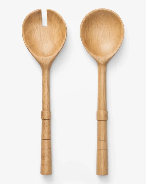 Notched Oak Wood Salad Servers|Anuraj Exports Best