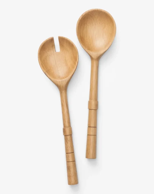 Notched Oak Wood Salad Servers|Anuraj Exports Best