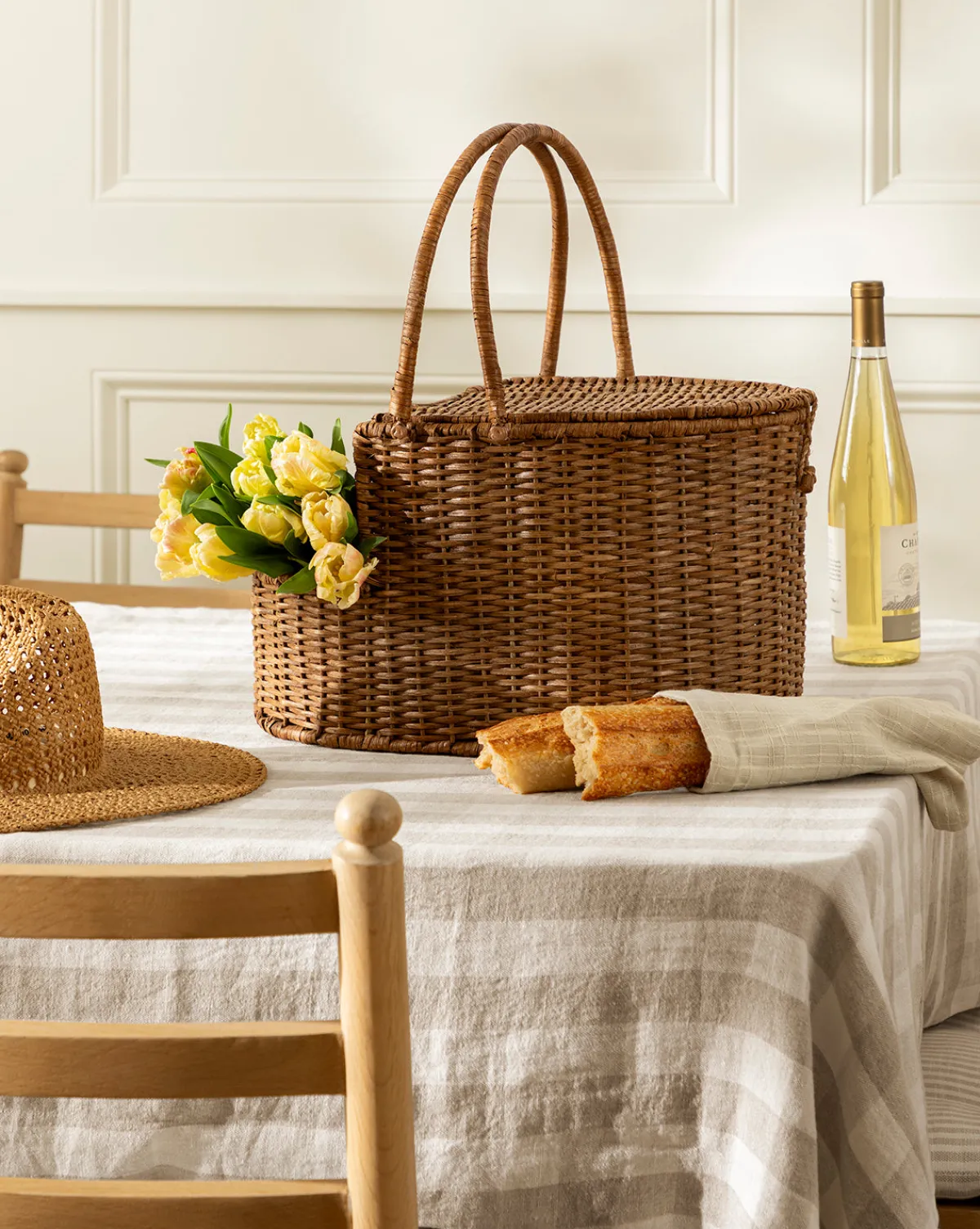 Rattan Wicker Picnic Basket|Creative Co-op Discount