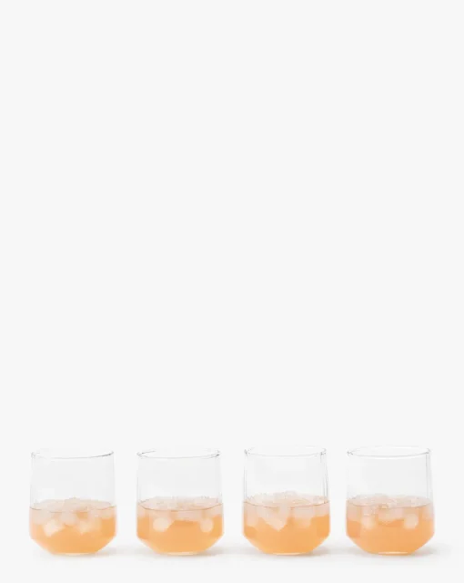 Ribbed Short Drinking Glasses (Set of 4)|Transparent Overseas Best