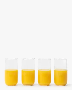 Ribbed Tall Drinking Glasses (Set of 4)|Transparent Overseas Clearance