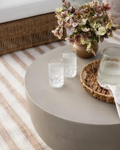 Ribbed Tall Drinking Glasses (Set of 4)|Transparent Overseas Clearance