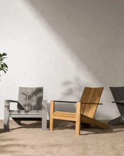 Triby Gray Teak Outdoor Lounge Chair|Makerspalm Sale