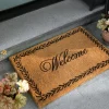 Welcome Doormat with Leaf Border|Palm Fiber New