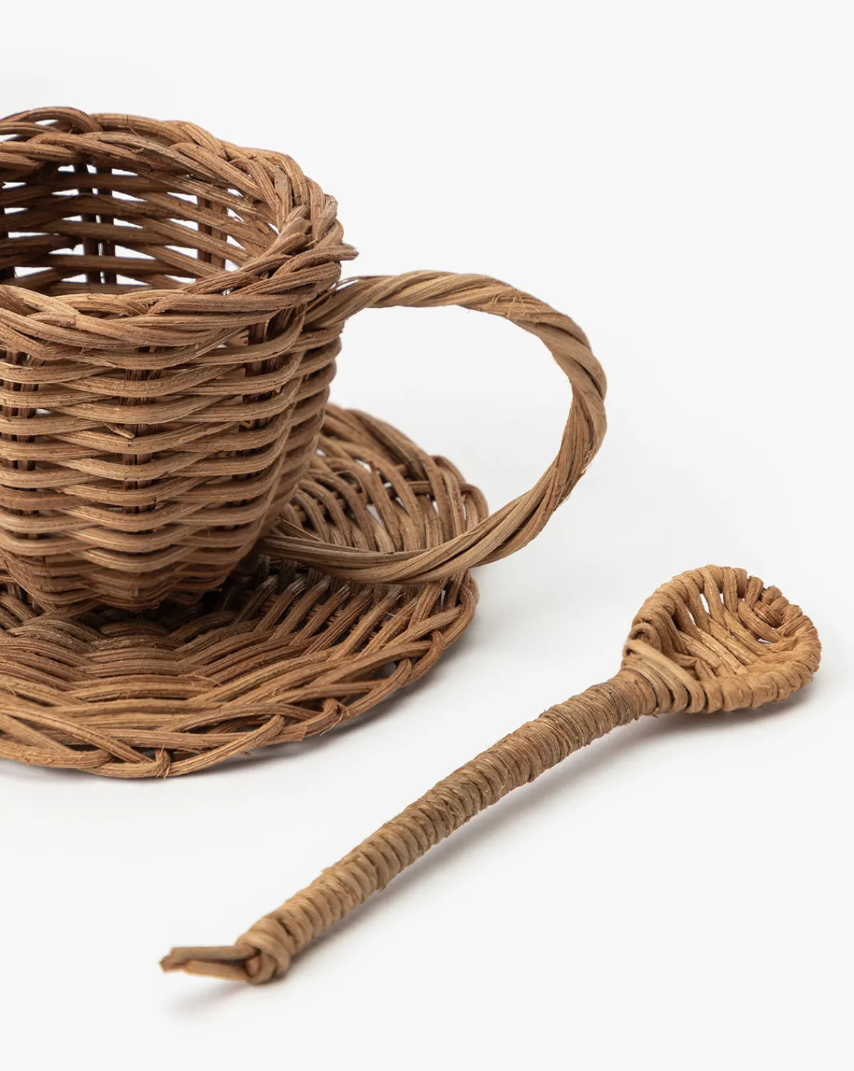 Woven Rattan Play Tea Set (Set of 7)|Creative Co-op Online